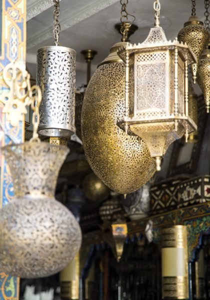 Traditional lamps on the market in Fes, Morocco